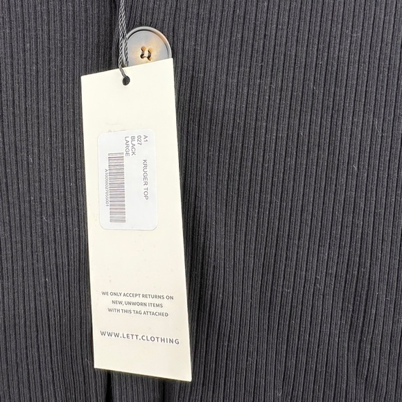 LETT Kruger Henley Ribbed Top In Black Size Large NWT - Picture 8 of 10